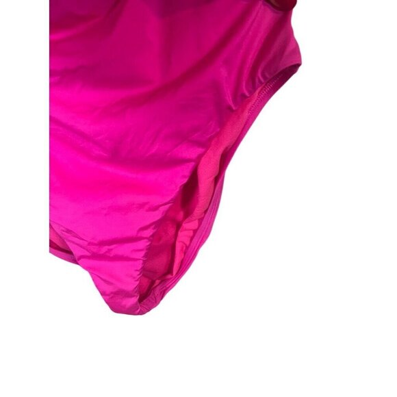Gibson Latimer Swimsuit Women XL Pink One Piece Halter Bold Summer Tropical 80s - Picture 7 of 11